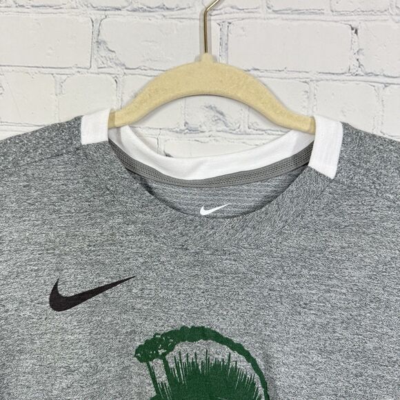 Nike Spartan Long Sleeve Shirt Men Large Gray White Layered Streetwear Dri Fit - Picture 10 of 10